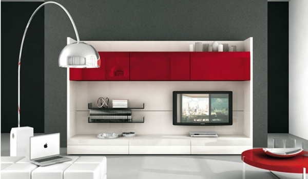 ตกแต่งห้อง ดูทีวี สี แดง ขาว ดำ TV Design-Living-Room-6