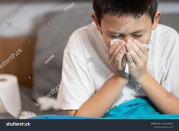 stock-photo-sick-child-boy-having-allergies-hay-fever-runny-nose ...